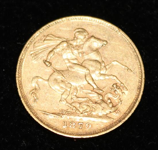A Victoria 1879 gold full sovereign.